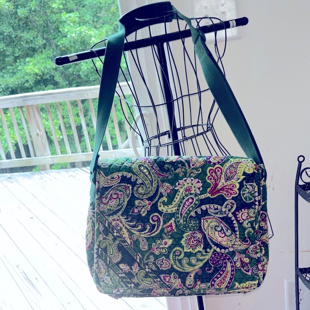 Vera Bradley messenger/laptop bag - Chelsea Green crossbody purse tote rare